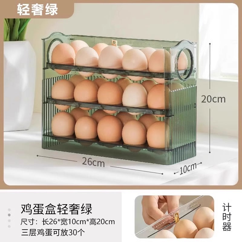 New Automatic Flip Egg Box Household Refrigerator Side Door Organizer Egg Storage Special Kitchen Fresh-keeping Pack
