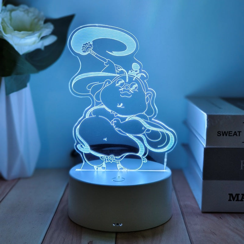 Cross-Border Creative3d Night Light Acrylic Board Internet Celebrity Hot-Selling Bedside Lamp Remote Control3d Nezha Night Light Ambient Light