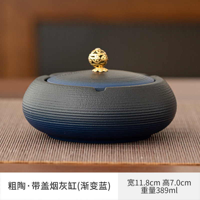Large Ashtray Creative Personality Ceramic Ashtray Home Retro Chinese Style Living Room Light Luxury Office Trendy Ashtray