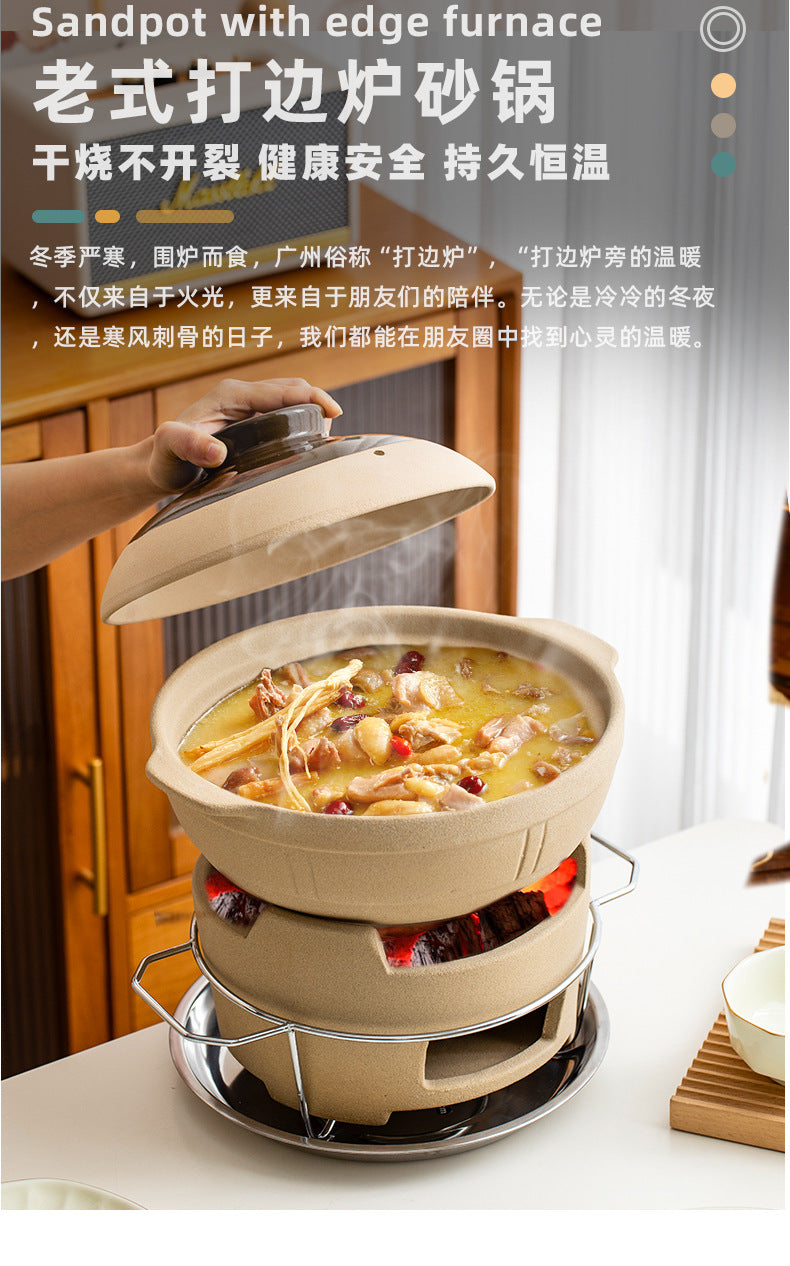 Traditional Edge-Burning Stove Charcoal Stove Clay Pot Commercial Cantonese Style Charcoal Stove Hot Pot Outdoor Surrounding Stove Tea Brewing Barbecue Hong Kong Style Clay Stove