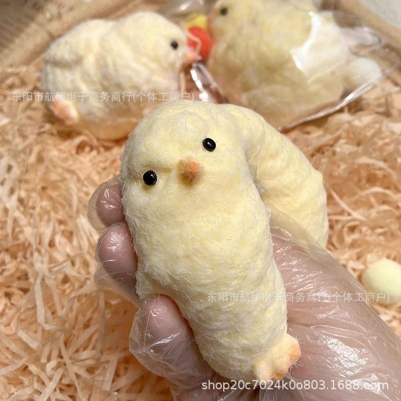 【Same Low Price】Silicone Chick Squeeze Toy Handmade Chicken Doll Stress Relief Funny Little Red Book Style Plush Toy