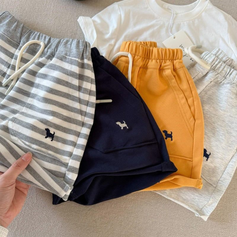Little Bear Children's Shorts 25 Summer Boys and Girls Japanese Style Cartoon Striped Casual Pants Baby Toddler Fashionable Five-Point Shorts