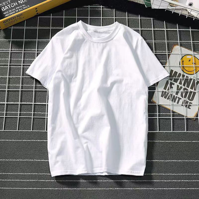 Ice Silk Cool Short Sleeve Men's Loose Student Black and White Half Sleeve T-Shirt Summer Trendy Round Neck T Shirt All-Match Bottoming Shirt