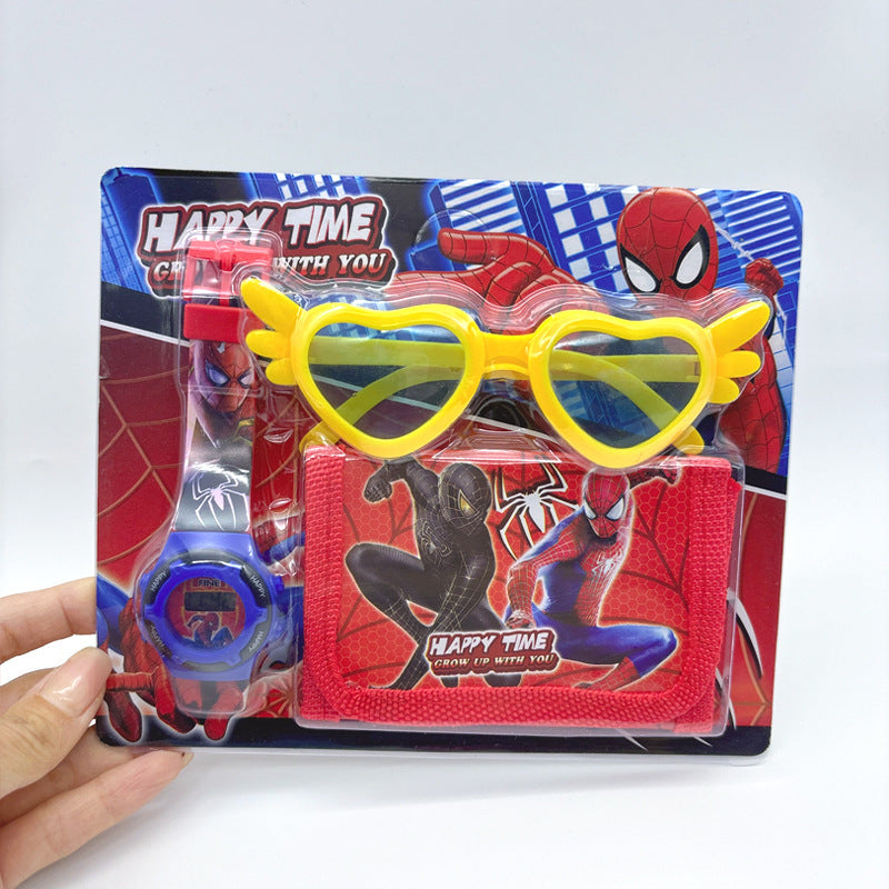 Cross-Border Children's Cartoon Electronic Watch Glasses Wallet Watch Set Kindergarten Kids Gift Prize Toy Watch