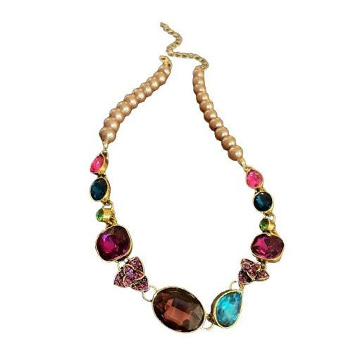 Medieval vintage Light Luxury Necklace Palace Style Heavy Craft Inlaid Diamond Water Drop Collarbone Chain High-end Vintage Necklace for Women