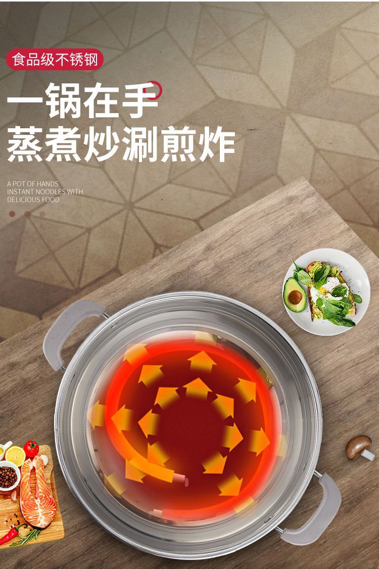 Electric Heating Pot Multi-Functional Household304Thickened Multi-Use Pot Electric Frying Pan Rice Cooker Plug-in Integrated Electric Cooking Pot for Dormitory