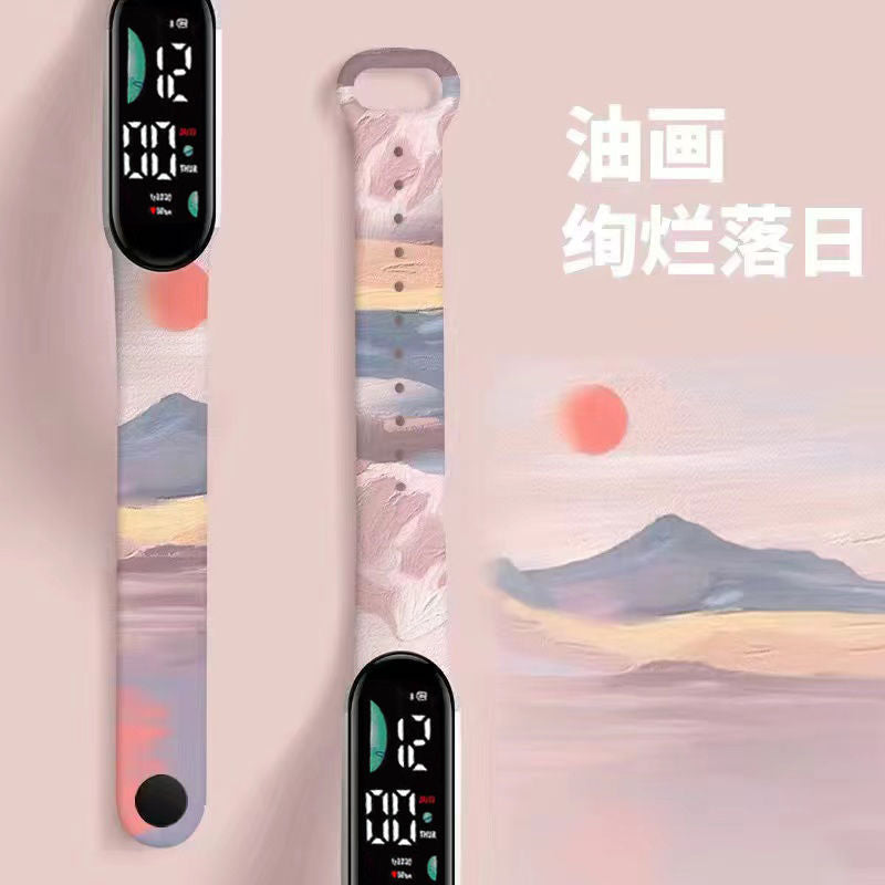 New Pochacco Cartoon Electronic Watch for Students Cute Children's Cartoon Print LED Sports Watches Wholesale