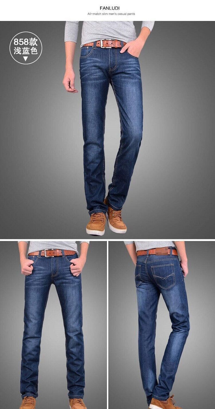 2025Spring Summer Thin Jeans Men Factory Wholesale Straight Mid-Waist Casual Pants Dirt-Resistant Work Versatile Long Pants