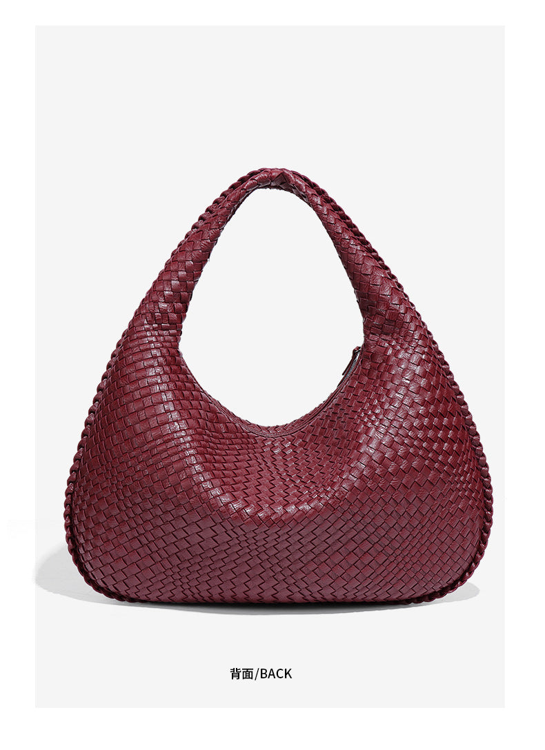 2025New Crescent Moon Women's Bag Fully Handwoven Handheld Dumpling Bag Fashionable Versatile European and American Style Single Shoulder Underarm Bag