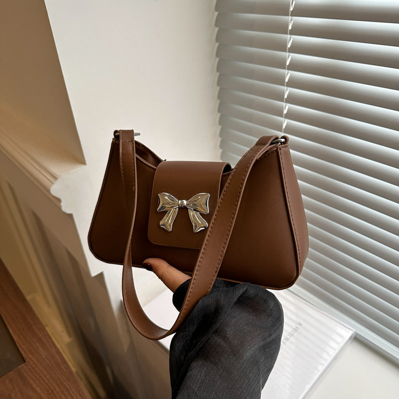Korean Style Versatile Bag for Women2025Spring New Trendy Fashionable Single Shoulder Bag with Bowknot ins Underarm bag