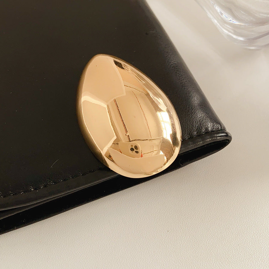 European and American Long Strip Water Drop Shaped Glossy Metal Brooch Cross-Border Exaggerated Simple Fashion Pin High-End Light Luxury Brooch