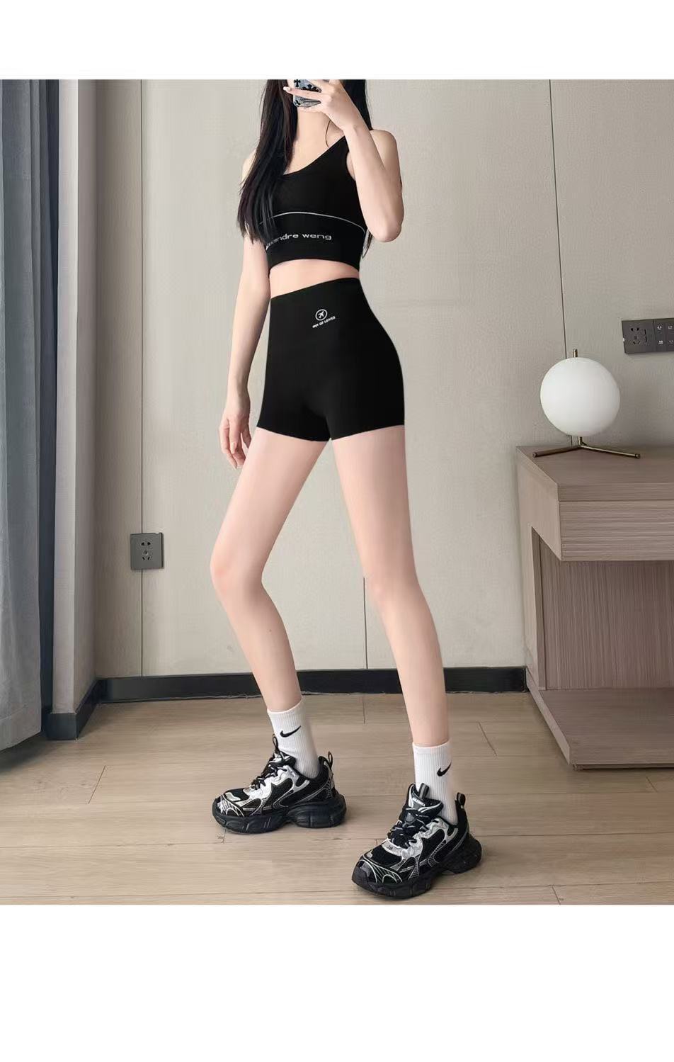 Anti-Exposure Base Yoga Shark Pants Safety Pants for Women, Summer Wear, Tummy Control, Hip Lift, Ice Silk Three-Five Shorts Wholesale
