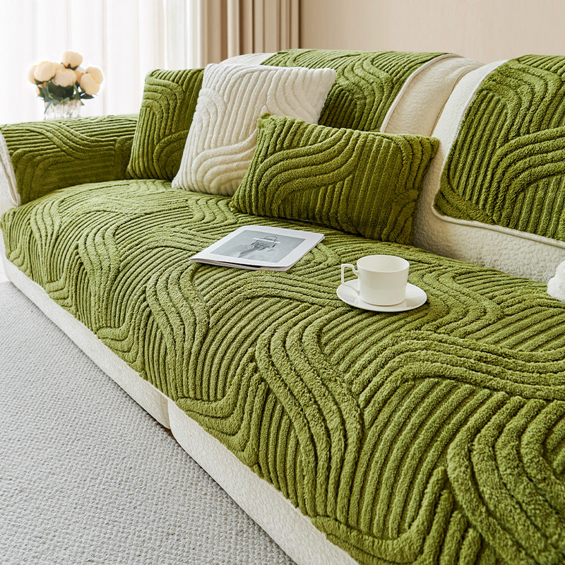 cream-style autumn and winter plush sofa Non-Slip Sofa Cover