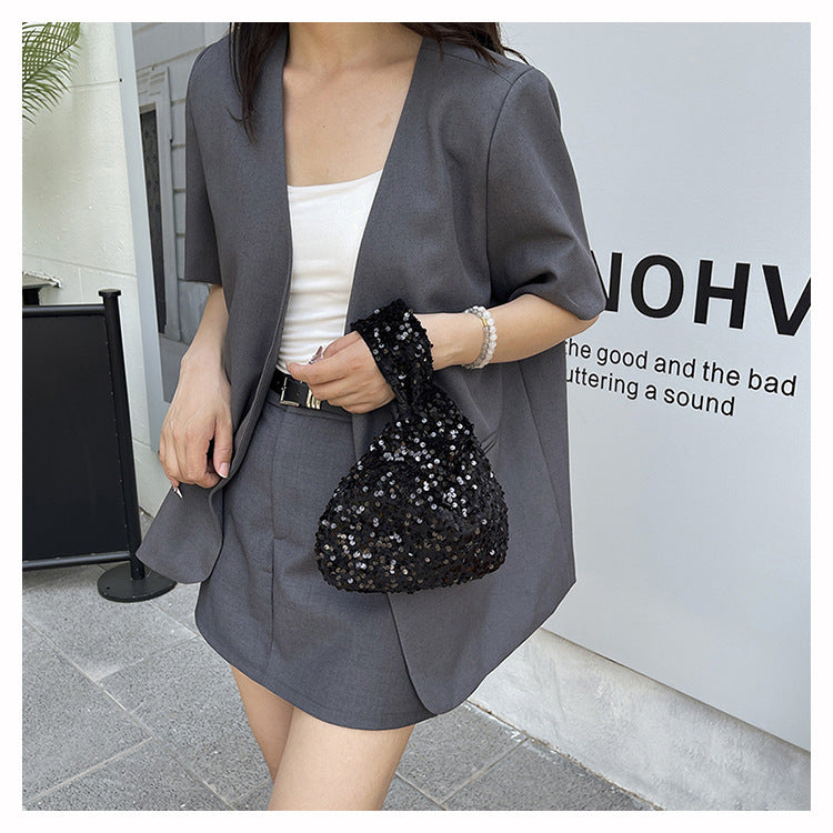 Fashion New Trendy Bag Niche Design Sequin Underarm Bag Trendy Niche Style High-End Single Shoulder Handbag