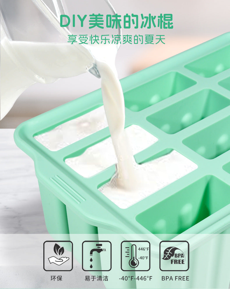 【Same Low Price】Amazon12Ice Cream Mold Easy Release Silicone Popsicle Mold Ice Cream Mold with Lid Ice Cream Mold