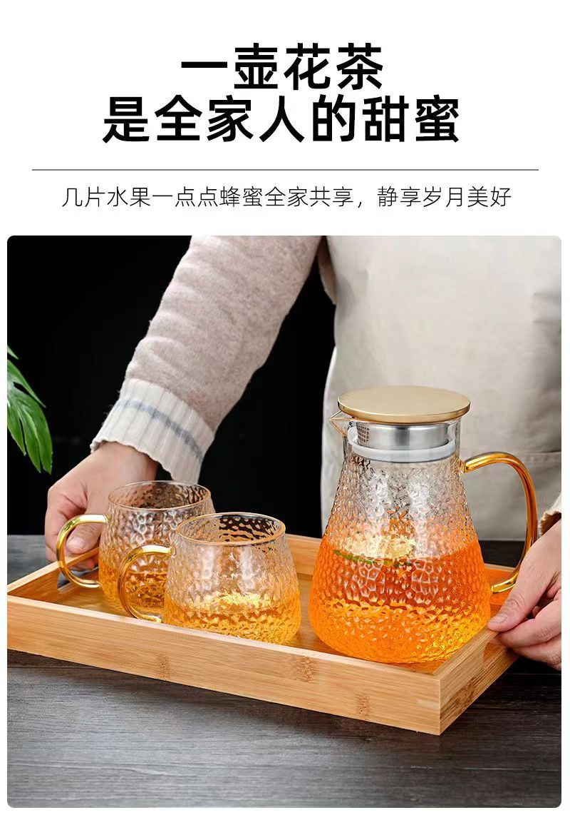 Cold Water Pitcher Glass High Temperature Resistant Household Cold Water Pitcher Set Large Capacity Tea Pitcher Cold Water Cup Juice Pitcher