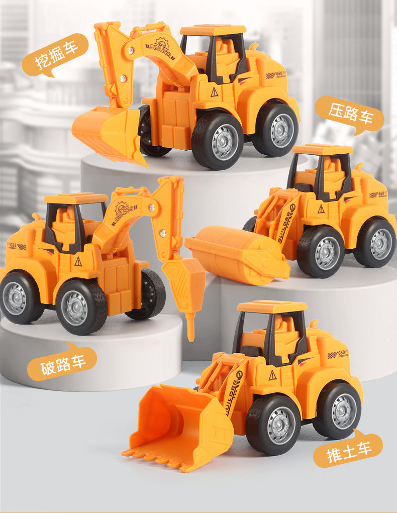Hot-Selling Children's Push and Slide Construction Vehicles Excavator Bulldozer Fun Simulation Toy Vehicles Factory Direct Sale