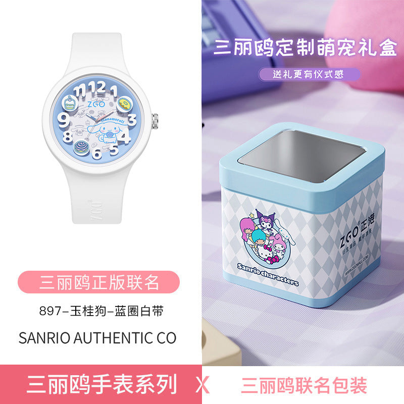 Sanrio Official Genuine Children's Watch for Girls, Cinnamoroll Waterproof, Only Tells Time, Quartz Watch for Middle School Students