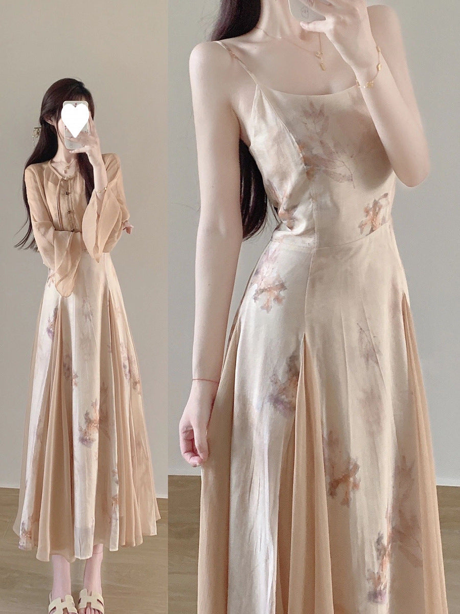 Yuelonggauze2025New Chinese Style National Style Dress Cool Zen Set Ancient Style Wabi-Sabi Dress Tea Dress Cheongsam Dress