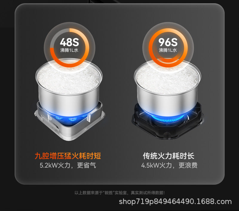 German Brand Gas Stove Double Burner Household Natural Gas Liquefied Gas High Flame Stove Nine-Cavity Direct Injection Stainless Steel New Model