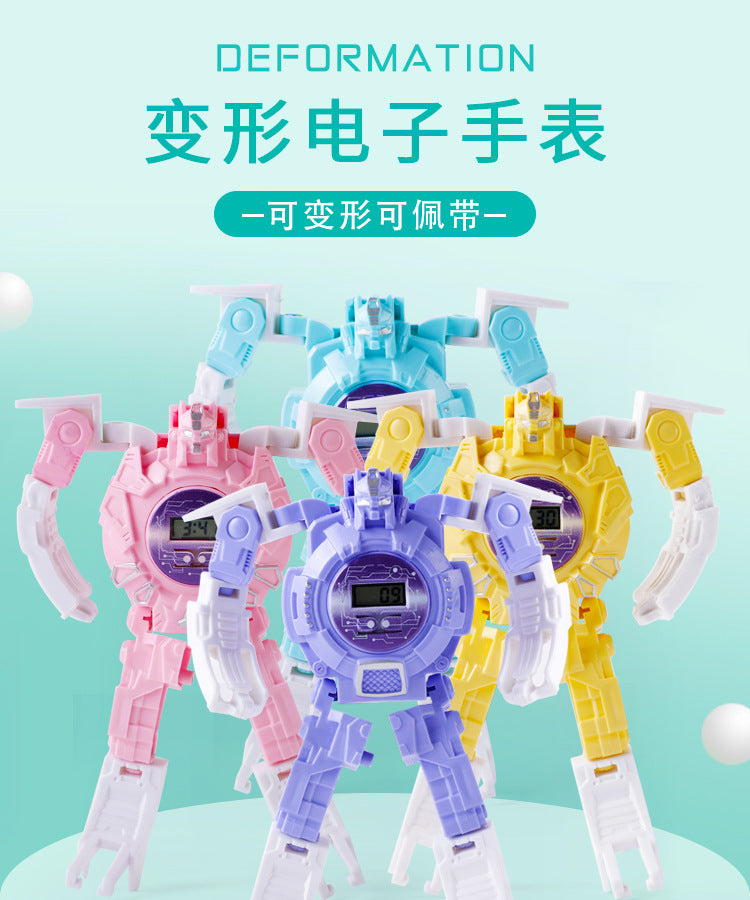 Children's Transforming Watch Electronic Watch Boys and Girls Robot Transforming Internet Celebrity Gift Kids Elementary School Student Gift Prize