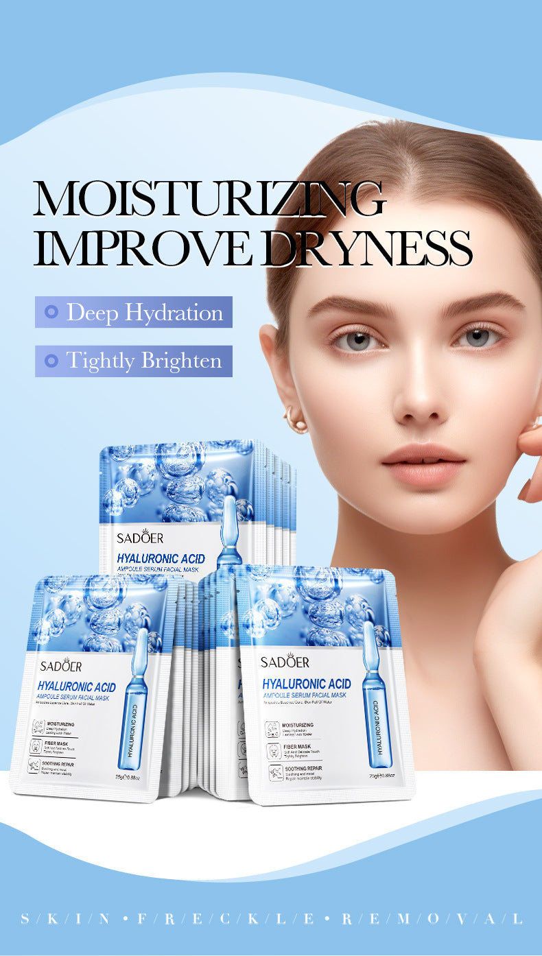 Full English Ampoule Essence Mask SADOER Hyaluronic Acid Hydrating Vitamin C Moisturizing Cross-Border Wholesale