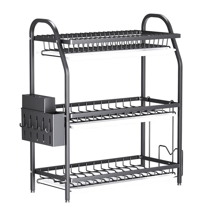 Cross-Border Kitchen Storage Rack Multi-Functional Bowl Dish Plate Knife Rack Chopstick Organizer Household Countertop Multi-Layer Draining Rack