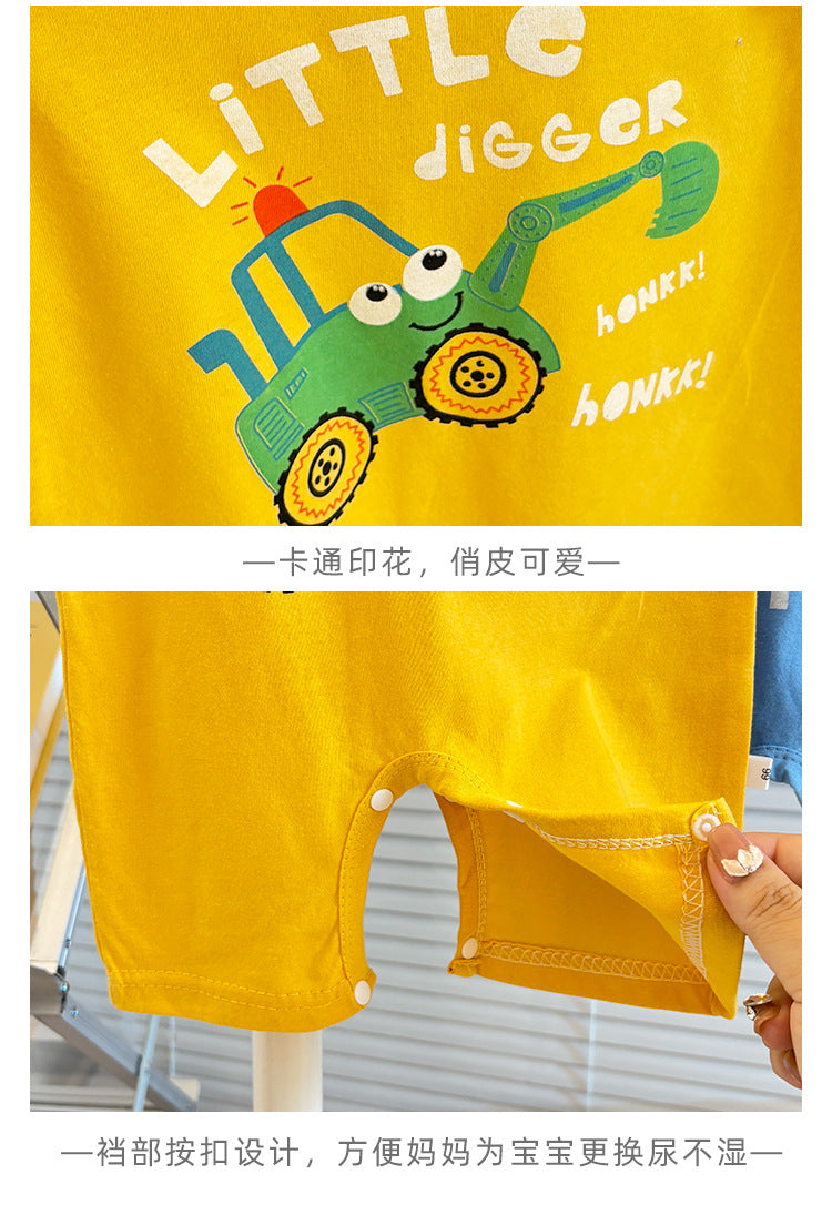 Pure Cotton Infant Jumpsuit Summer Pure Cotton Printed Korean Version Baby Romper Lightweight Breathable Unisex Baby Short Sleeve