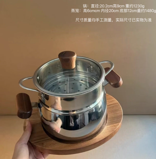 For one person316Stainless Steel Baby Food Supplement Pot Small Milk Pot Household Baby Steaming and Cooking Integrated Soup Pot Steamer