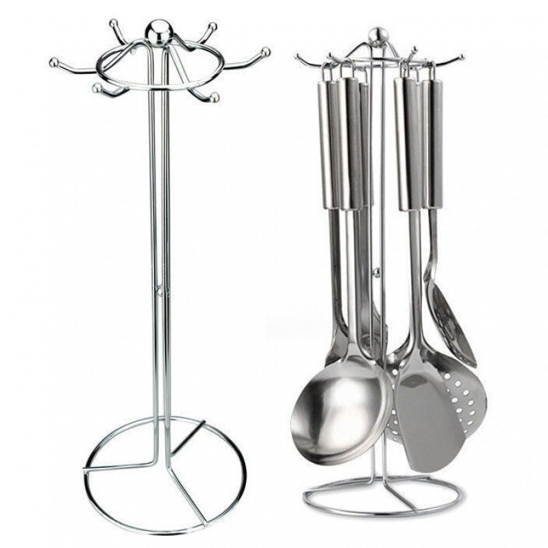 Kitchen Storage Rack Utensil Holder Spatula Spoon Hanging Rack Pot Spatula Holder Soup Spoon Spatula Draining Rack Household Hook Rack Floor-standing