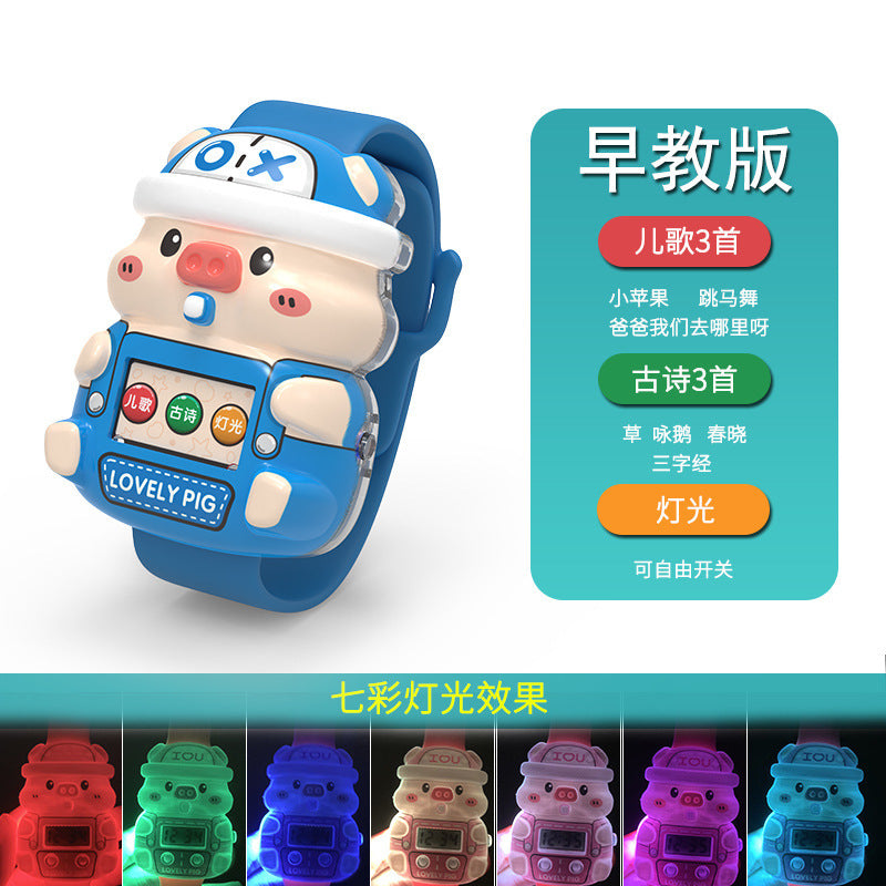Music Watch Colorful Glowing Cute Cartoon Children's Electronic Watch Toy Elementary School Kindergarten Gift Wholesale
