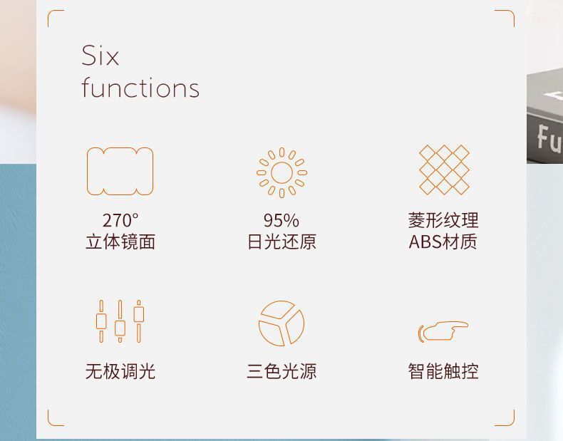 LED Makeup Mirror Desktop with Light Three-Sided Folding Magnifying Internet Celebrity Dormitory Desktop Beauty Bedroom Dressing Mirror