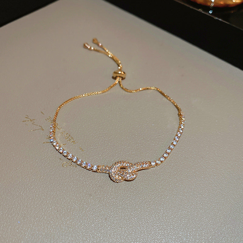 Xiaohongshu Same Style Hot-Selling Zircon Bracelet Light Luxury Niche Exquisite High-End Feel Adjustable Pull Jewelry for Women