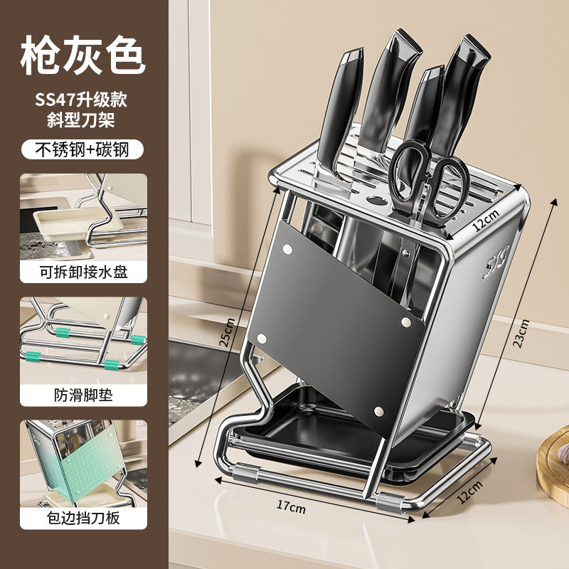 2025New Kitchen Knife Rack Storage Rack Cream Style Multifunctional Countertop Knife Holder Organizer Knife Storage Rack