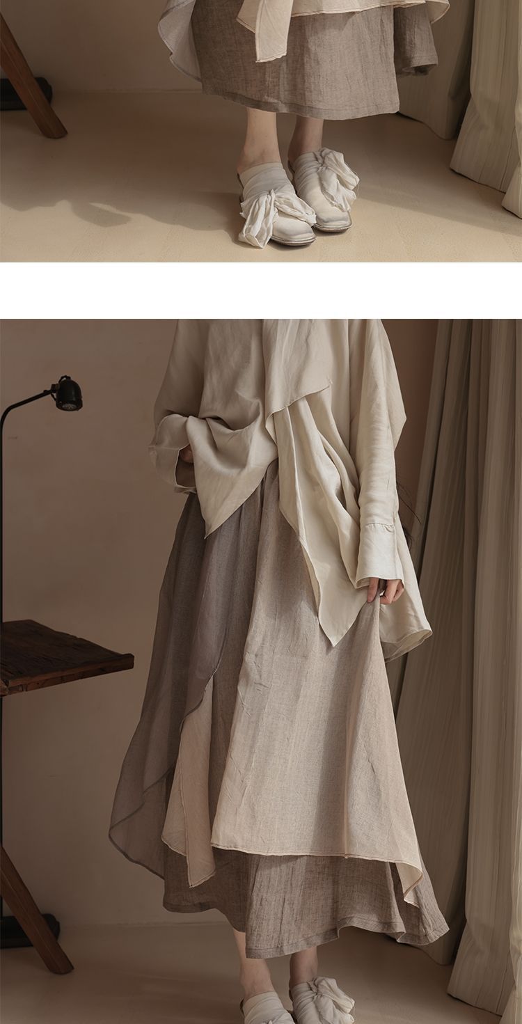 chic Minimalist Wave Long Irregular Patchwork Solid Color Midi Skirt Low Suit Quiet Style Salted Niche