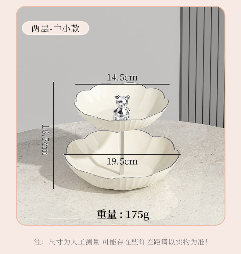 Multi-layer Fruit Plate High-end Luxury Style Home Living Room Snacks Nuts Candy Dried Fruits Fruit Plate Tea Pastry Dessert Plate