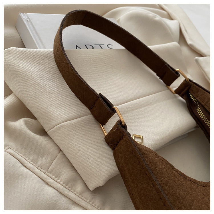 Solid Color Elegant Women's Bag2024Trendy Korean Style Autumn Winter New Stone Pattern Underarm Bag Casual Shoulder Handbag