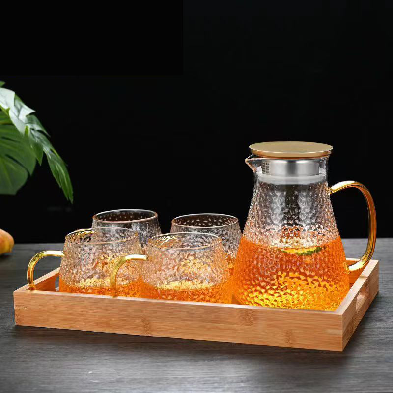 Cold Water Pitcher Glass High Temperature Resistant Household Cold Water Pitcher Set Large Capacity Tea Pitcher Cold Water Cup Juice Pitcher