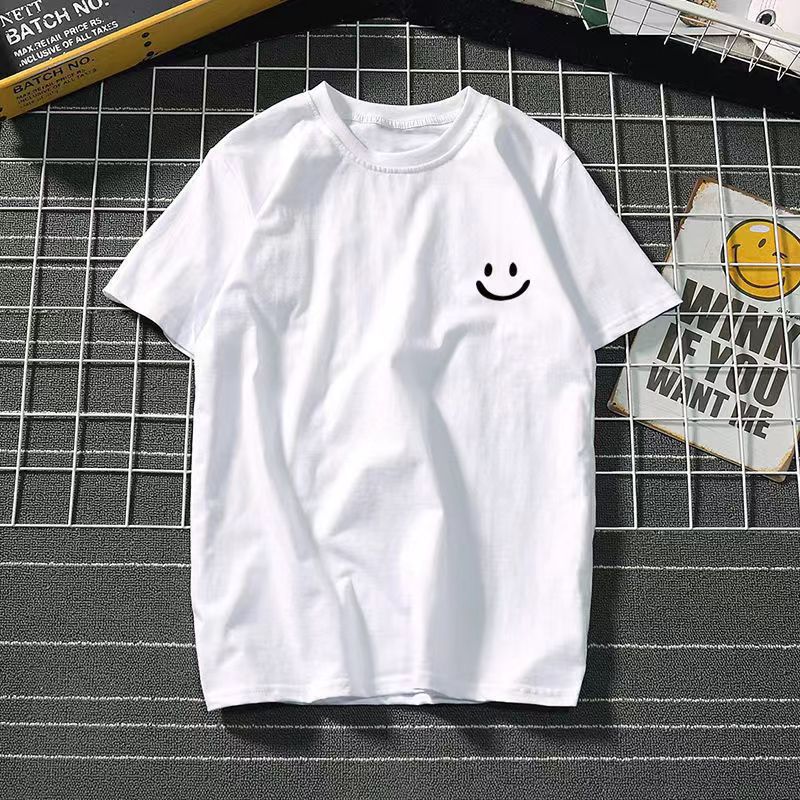 Ice Silk Cool Short Sleeve Men's Loose Student Black and White Half Sleeve T-Shirt Summer Trendy Round Neck T Shirt All-Match Bottoming Shirt