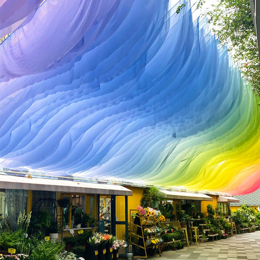 Internet Celebrity Style Wind-Driven Sheer Curtain Ceiling Hotel Restaurant Homestay Atmosphere Decoration Outdoor Wedding Scenic Spot Seaside Tent Sheer Curtain