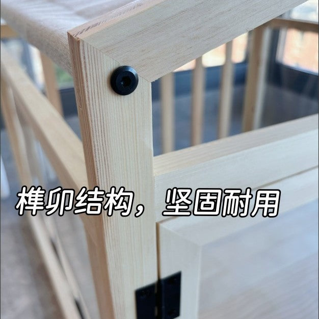 New Parker Solid Wood Cat and Dog Fence Pet Escape-Proof Splicing Barrier Indoor Outdoor Transparent Wooden Slats Panoramic Nest