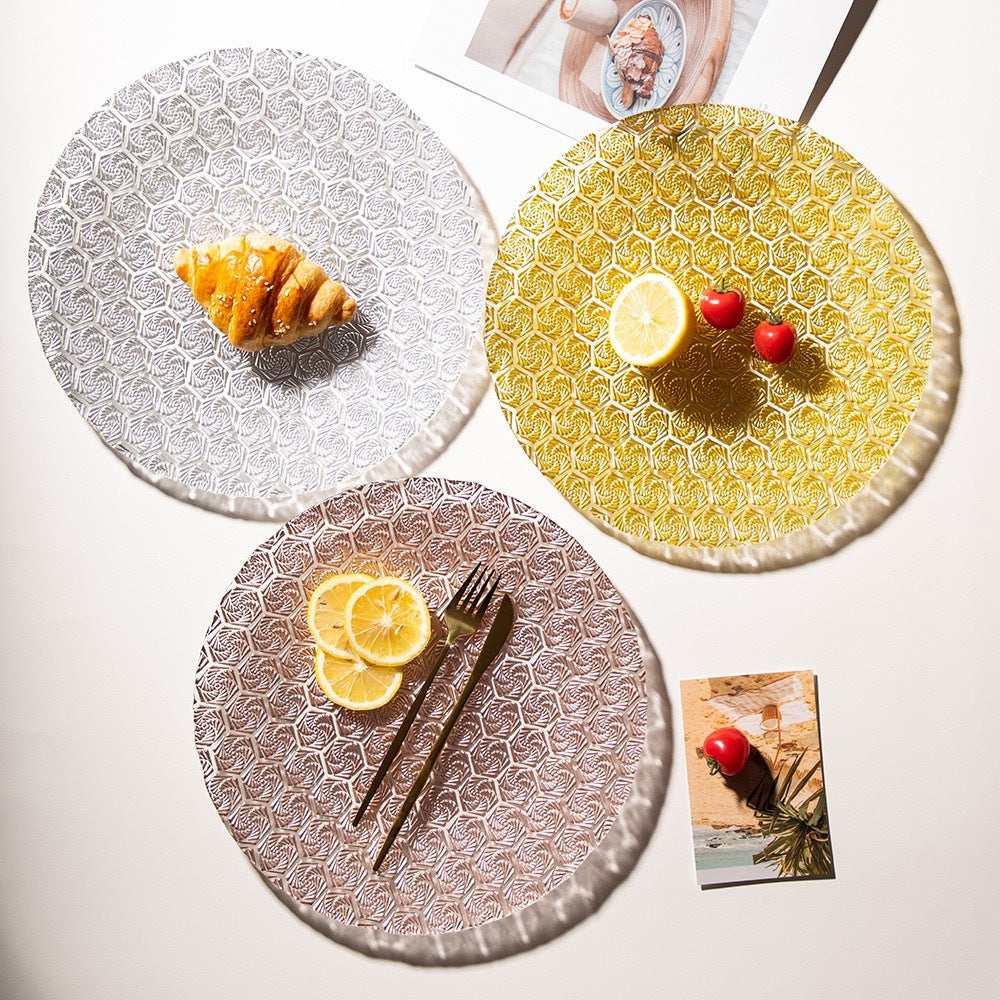 Western-style Glass Dinner Plate charger plate Wedding Banquet Decoration Plate High-Value Fruit Plate13inch pad plate