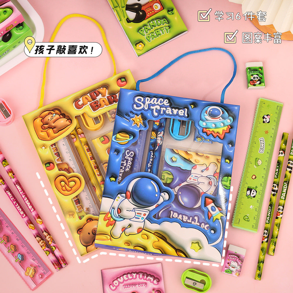 Creative Pencil Six-piece Stationery Set Handheld Gift Box Cartoon Elementary School Children's Day Back-to-School Season Gift Wholesale http://detail.1688.com/offer/926357993004.html