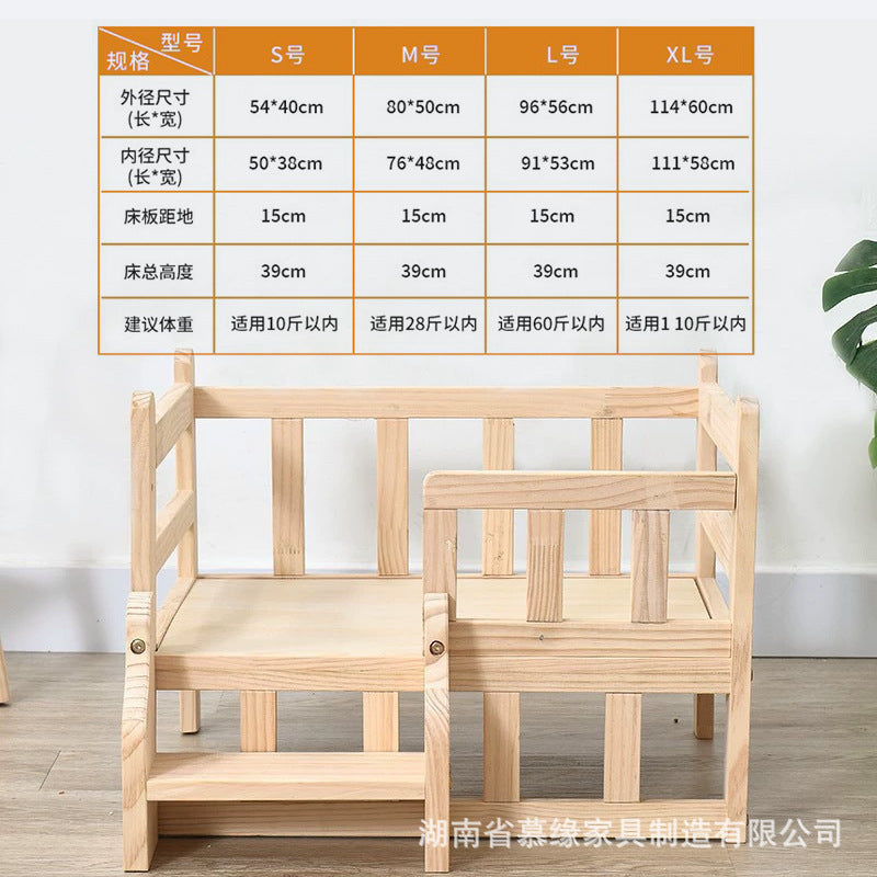 ✅Dog House Dog Bed Solid Wood Pet Bed Internet Celebrity Large Four Seasons Universal Large and Small Dogs Removable and Washable Off the Ground Teddy Cat