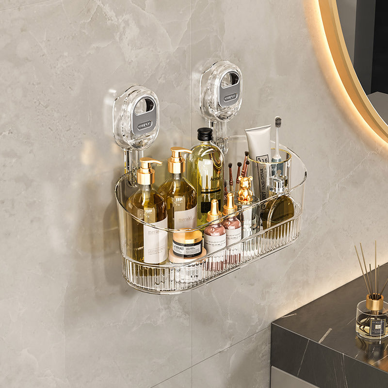 Suction Cup Storage Rack for Home Bathroom Wall, No Drilling, No Trace, Wall-Mounted Storage Box for Washroom Sink