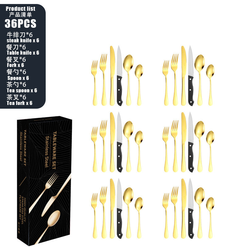 Tableware set Stainless Steel Tableware Set8Set of Cutlery, Fork, and Spoon for One Person48Set of Steak Knives in Color Box