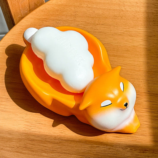 New Cute Corgi Soap Dish for Bathroom, Water Draining Soap Holder, No Drilling Required, Sink Soap Tray Storage