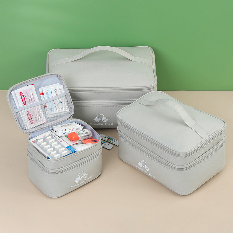 Outdoor First Aid Kit Large Capacity Household Medicine Box Double Layer Classification Storage Medicine Organizer Travel Portable Medicine Bag