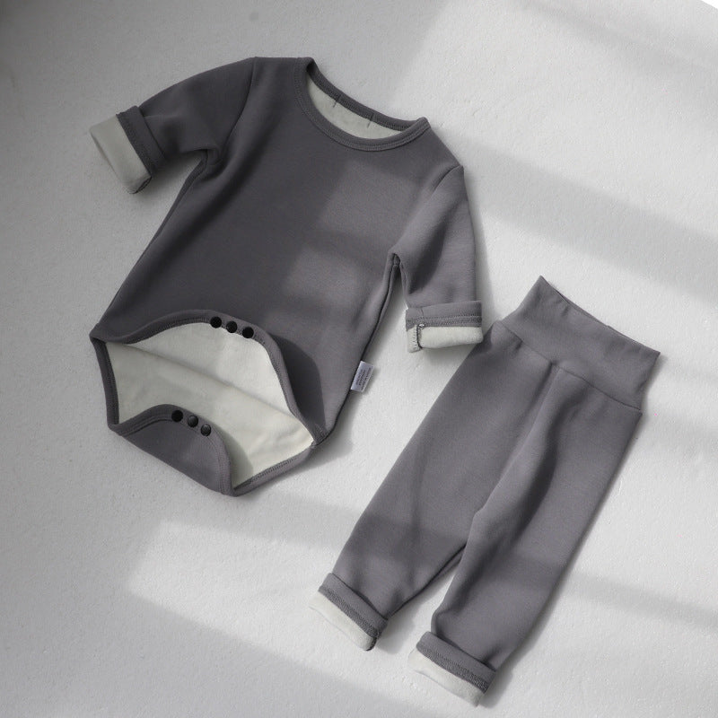 Baby Romper Spring and Autumn a High-Waist Belly Protection Pants Set Baby Spring and Autumn Triangle Romper Bodysuit Jumpsuit