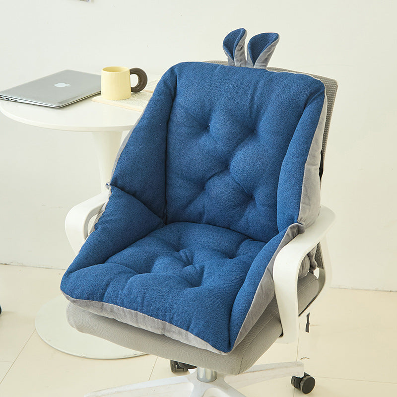 Thickened Seat Cushion and Back Cushion Integrated Ear Thick Cloth Cotton Linen Office Computer Chair Cushion Student Butt Cushion All Seasons